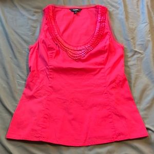 Express pink sleeveless top with beautiful folded ribbon and mesh detail S